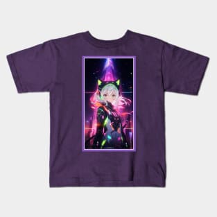 Anime Cute Cat Girl | Quality Anime Girl Artwork | Sci-Fi Manga Girl Anime Art Kids T-Shirt